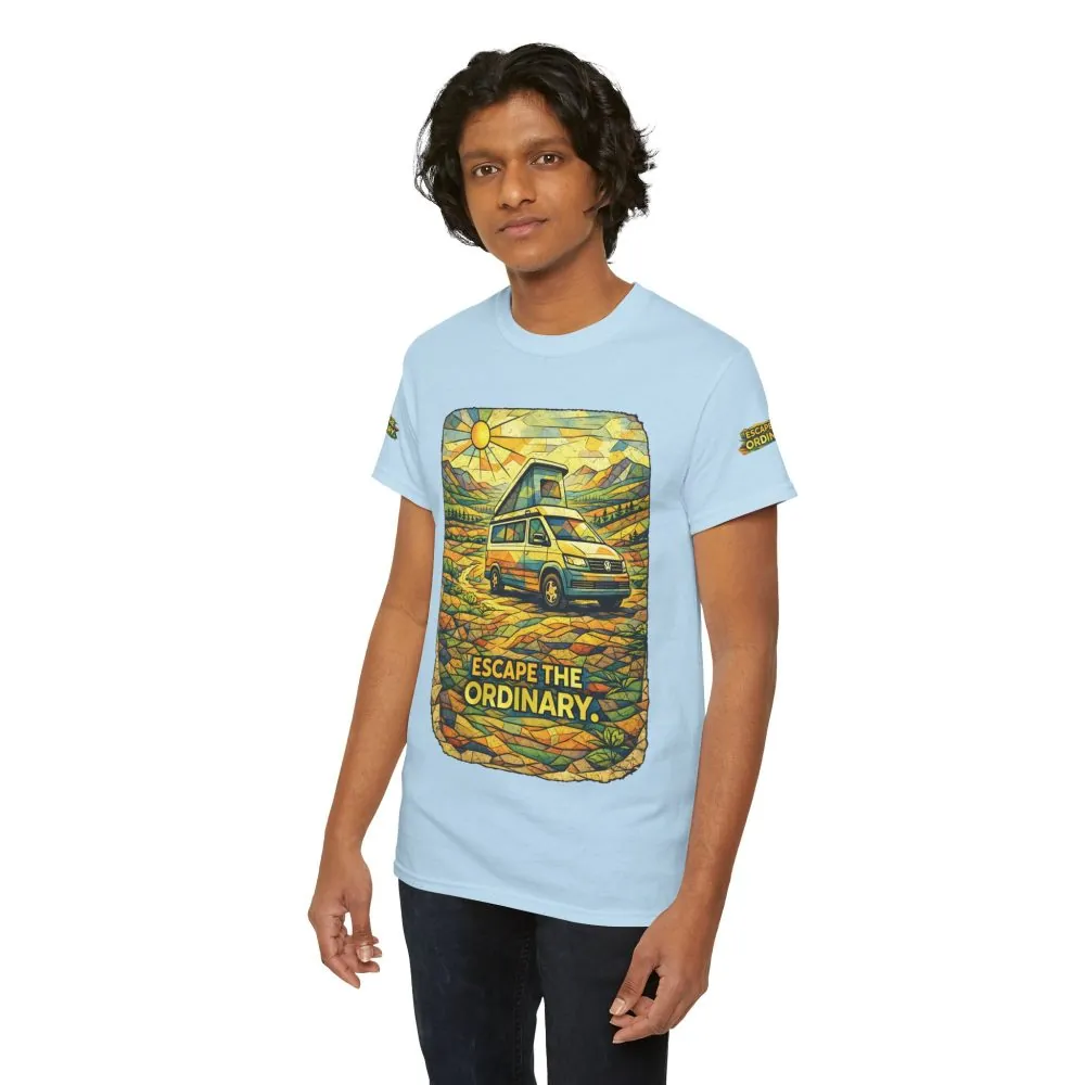 Unisex Heavy Cotton Tee — "Escape The Ordinary" Design Cubic-Line