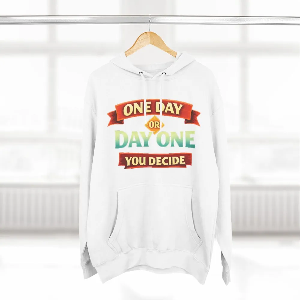 Three-Panel Fleece Hoodie - "One Day Or Day One" Design Scenic-Line
