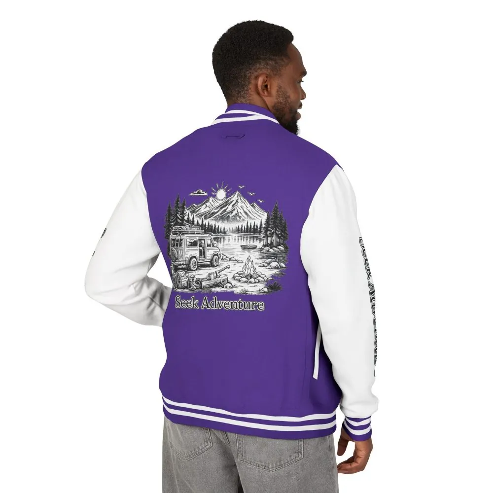 Unisex Heavyweight Letterman Jacket — "Seek Adventure" Travel Varsity Coat
