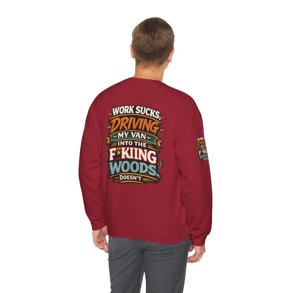 Unisex Heavy Blend™ Crewneck Sweatshirt — "Work Sucks" Design F**K-Line
