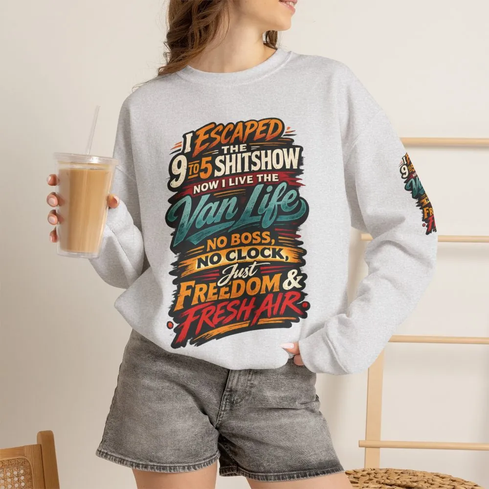 8623116014621757627_2048.jpeg Unisex Heavy Blend™ Crewneck Sweatshirt — "I Escaped The 9 To 5" Design F**K-Line