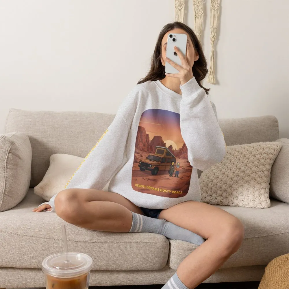 Unisex Heavy Blend™ Crewneck Sweatshirt — "Desert Dreams Dusty Roads" Design Sitcom-Line