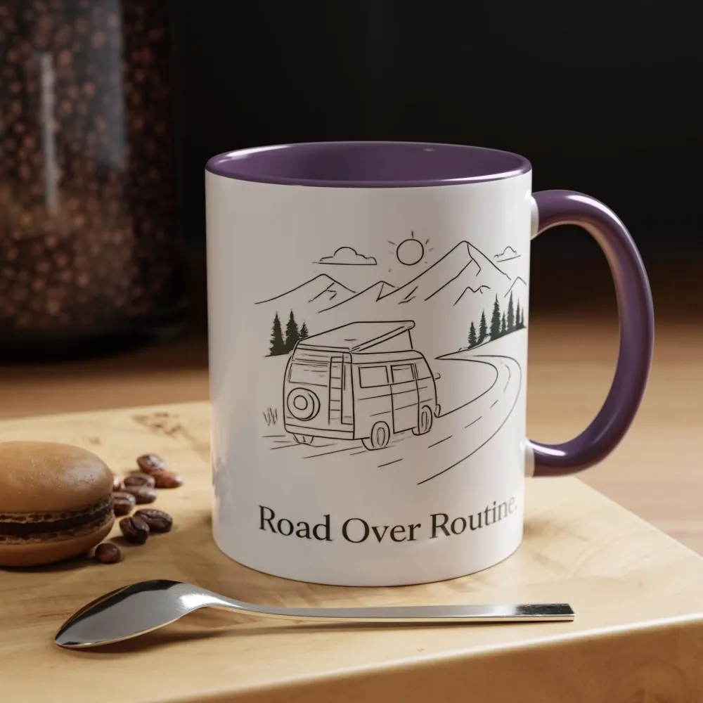 8638729698479802251_2048.jpeg Accent Coffee Mug (11, 15oz) — "Road Over Routine" Design Minimal-Line