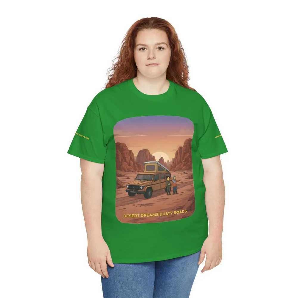 Unisex Heavy Cotton Tee — "Desert Dreams Dusty Roads" Design Sitcom-Line