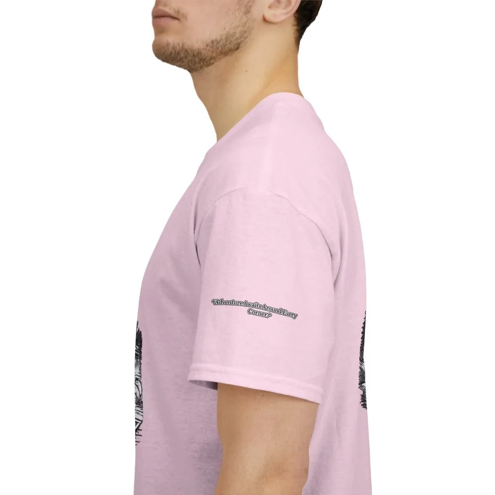 8646481620457126980_2048.jpeg Unisex Heavy Cotton Tee — "Adventure Awaits Around Every Corner" Design Minimal-Line