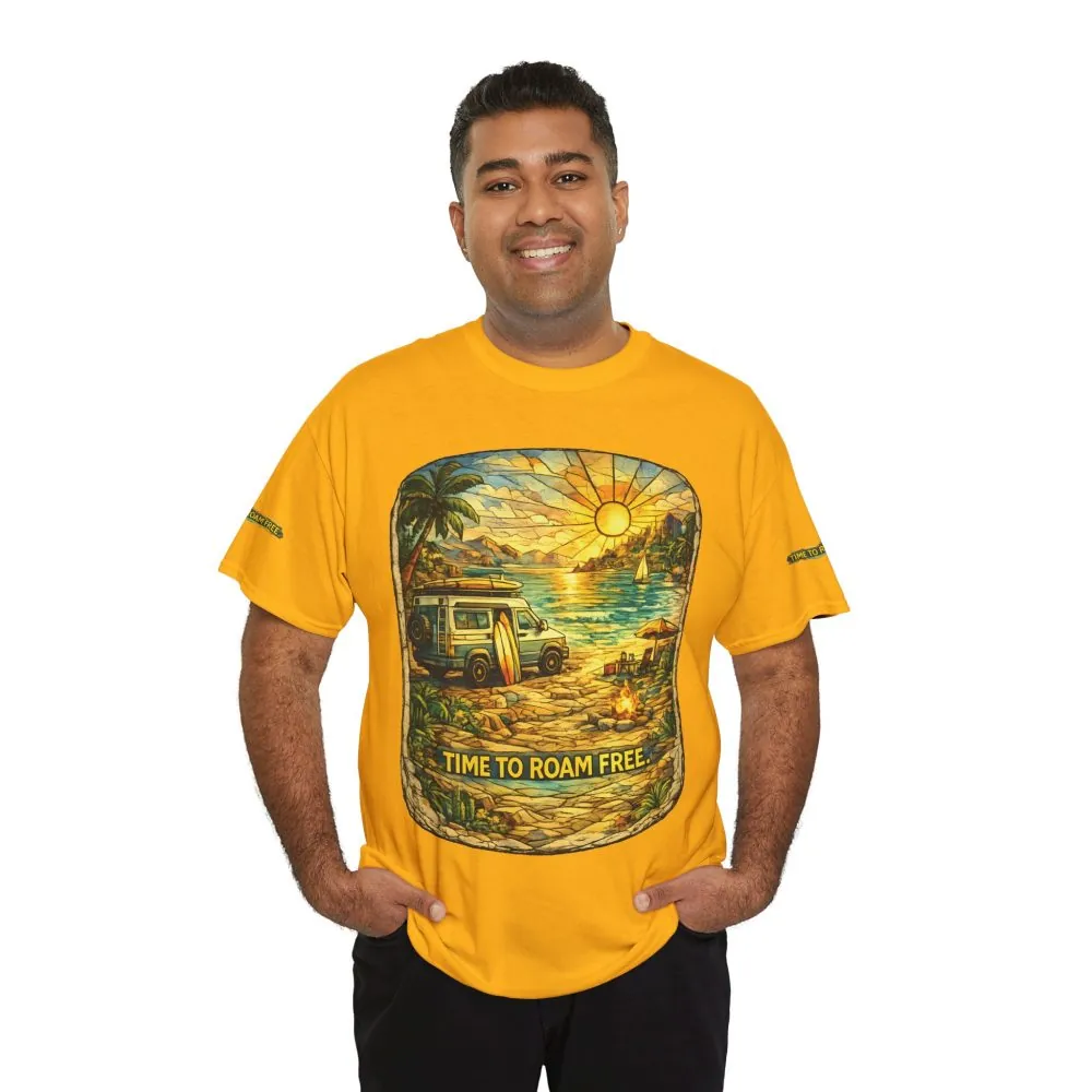 865064831411650620_2048.jpeg Unisex Heavy Cotton Tee — "Time To Roam Free" Design Cubic-Line