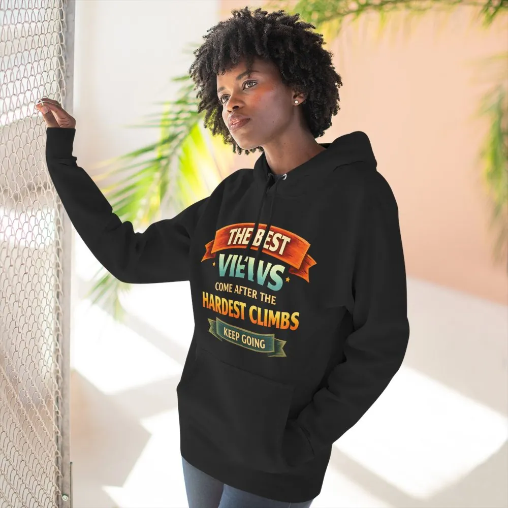 Three-Panel Fleece Hoodie - "The Best Views" Design Scenic-Line