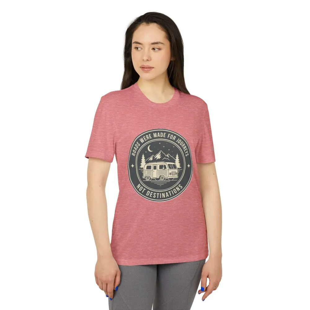 T-Shirt(Adidas) — 'ROAD WHERE MADE FOR JOURNEYS-NOT DESTINATIONS' (font + back printed) Brand Adidas