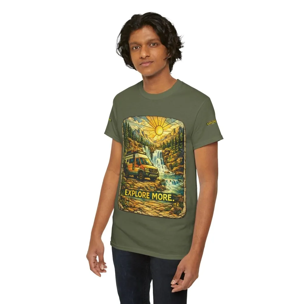 Unisex Heavy Cotton Tee — "Explore More" Design Cubic-Line