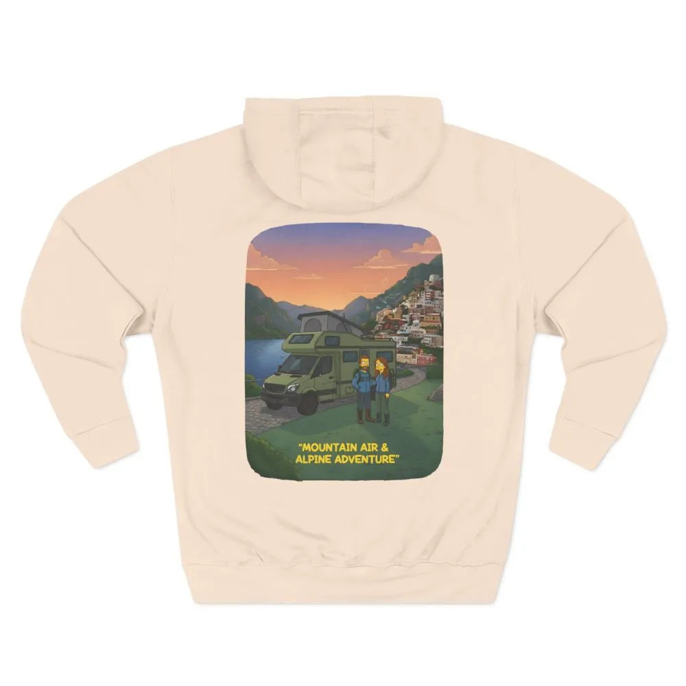 Three-Panel Fleece Hoodie - "Mountain Air And Alpine Adventure"" Design Sitcom-Line