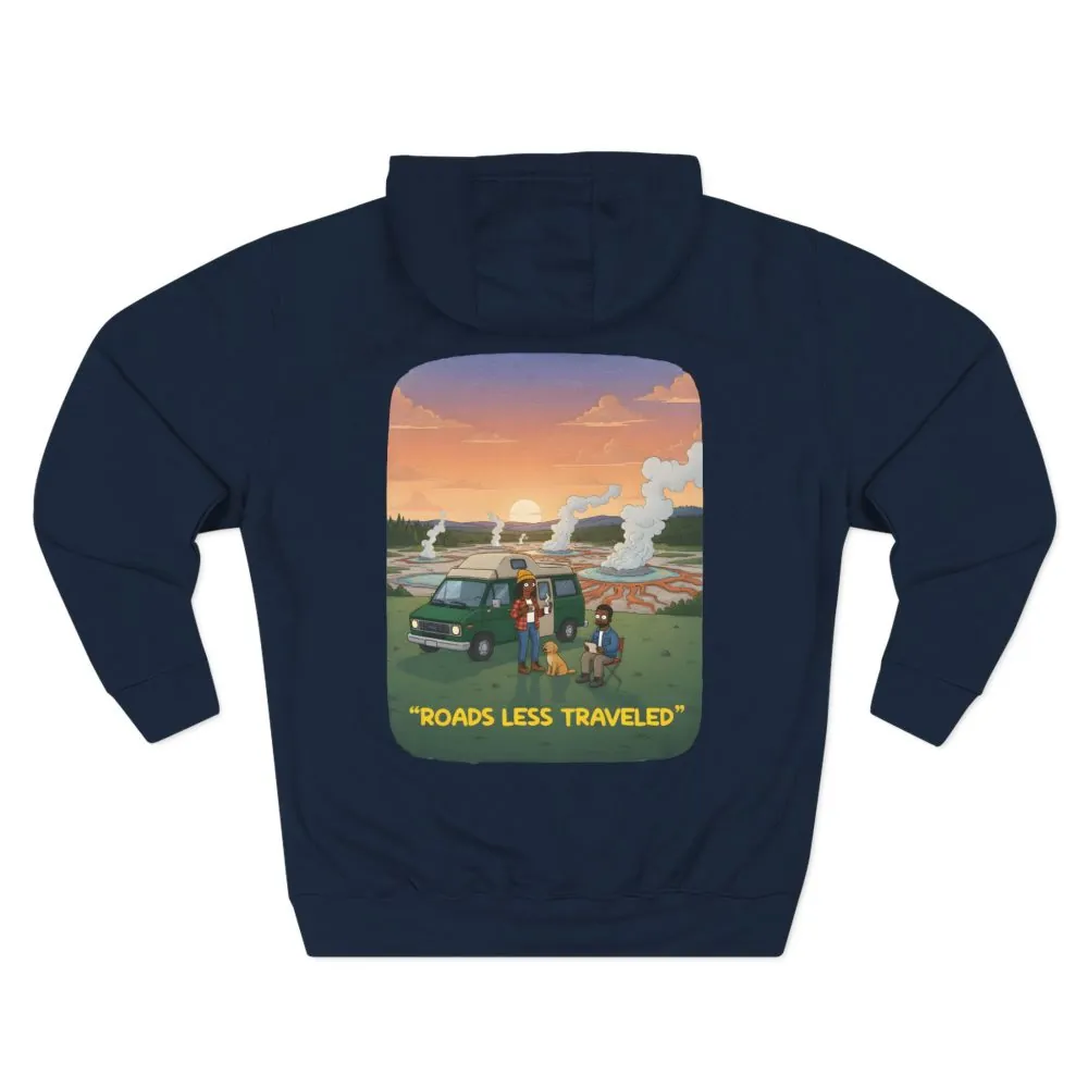 Three-Panel Fleece Hoodie - "Roads Less Traveled" Design Sitcom-Line