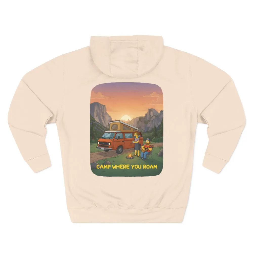 Three-Panel Fleece Hoodie - "Camp Where You Roam" Design Sitcom-Line