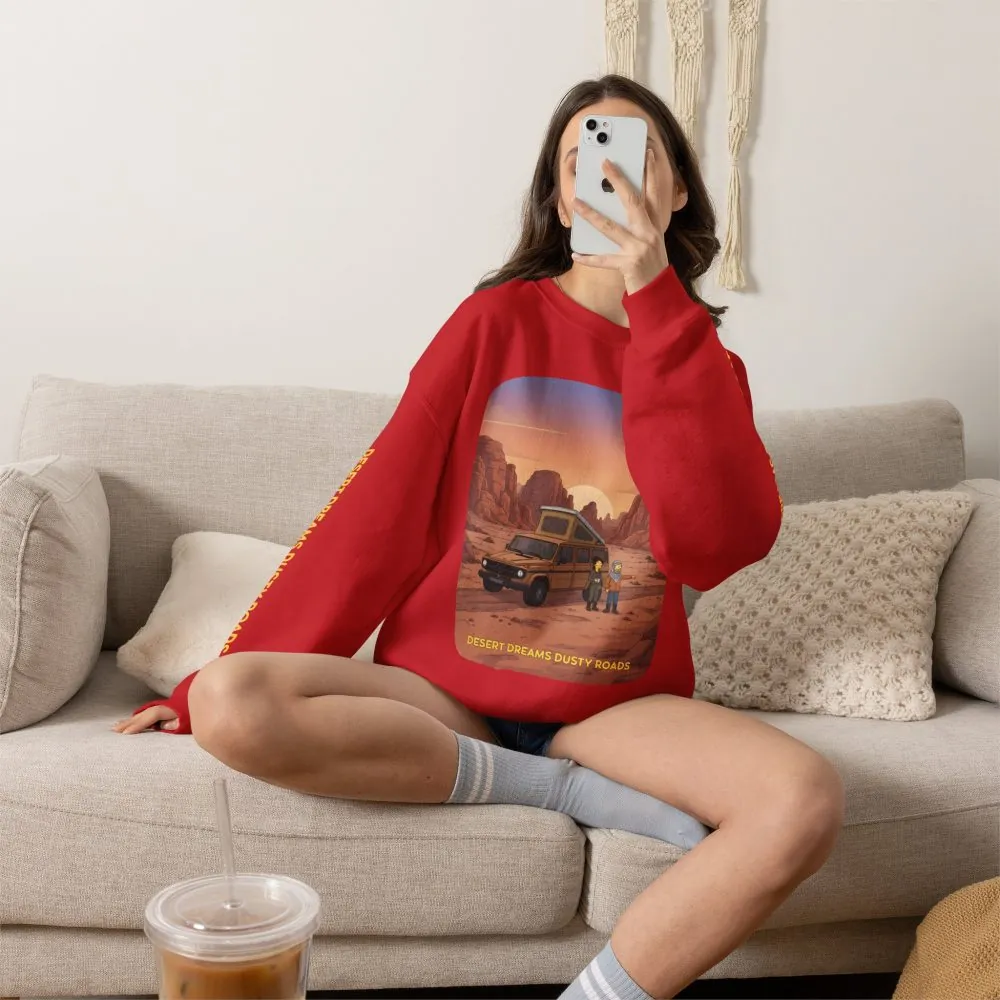 Unisex Heavy Blend™ Crewneck Sweatshirt — "Desert Dreams Dusty Roads" Design Sitcom-Line