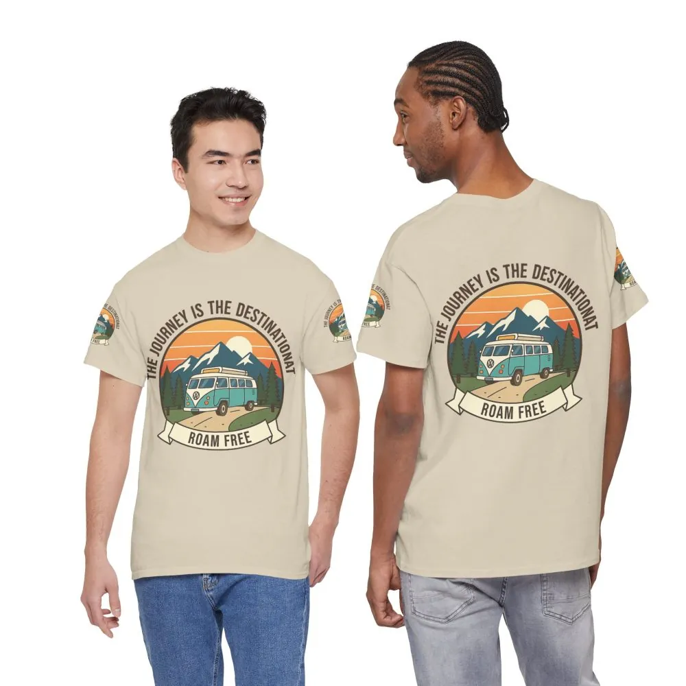 8703134532337281183_2048.jpeg Unisex Heavy Cotton Tee — "The Journey Is The Destination" Roam Free Travel Shirt