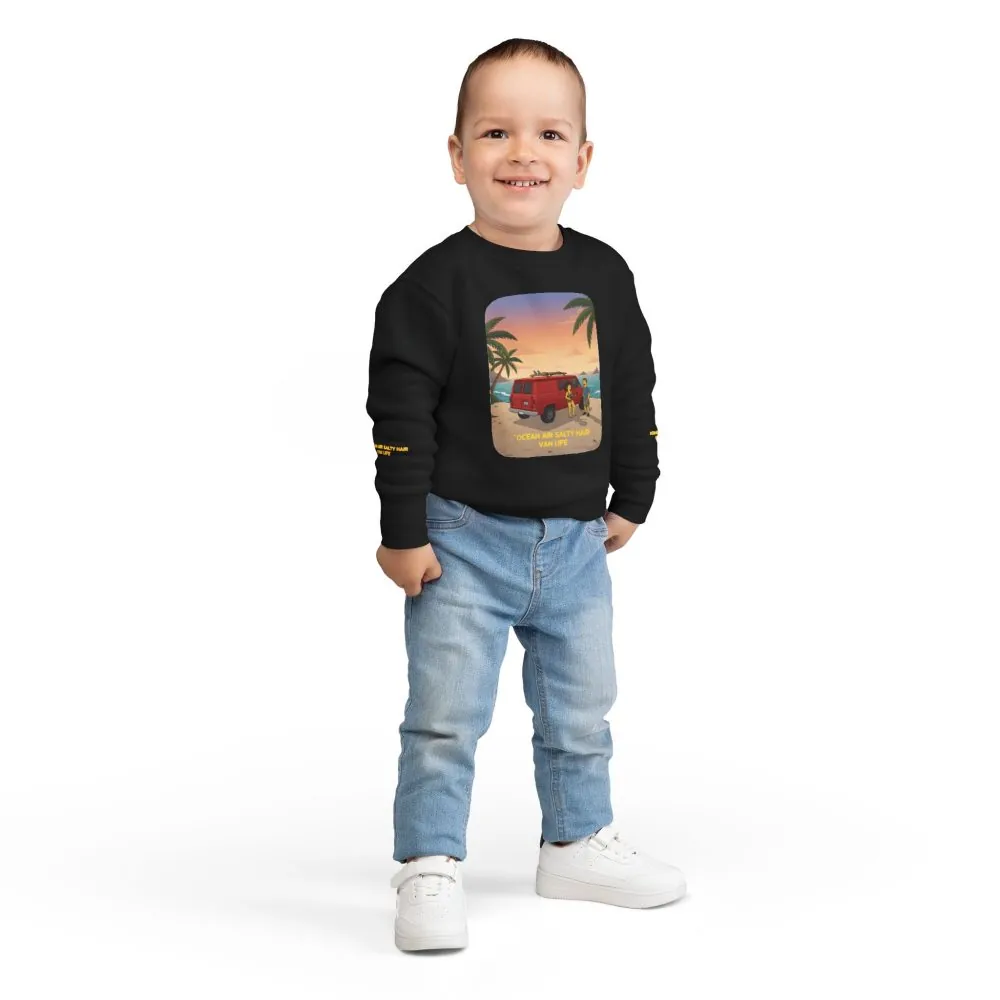 8711271667295706903_2048.jpeg Toddler Sweatshirt - "Ocean Air Salty Hair Van Life" (Design Sitcom-Line)
