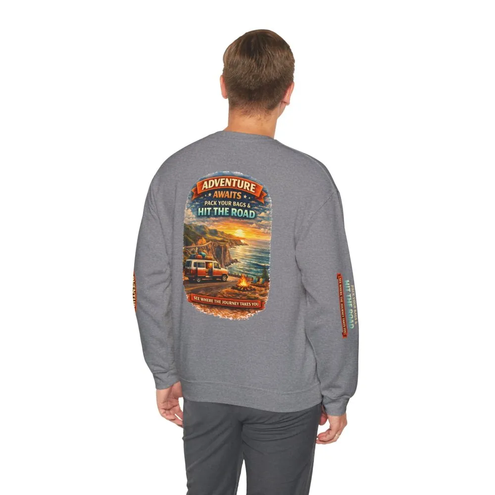 8719137019688884408_2048.jpeg Unisex Heavy Blend™ Crewneck Sweatshirt — "Adventure Awaits-Pack Your Bags" Design Scenic-Line