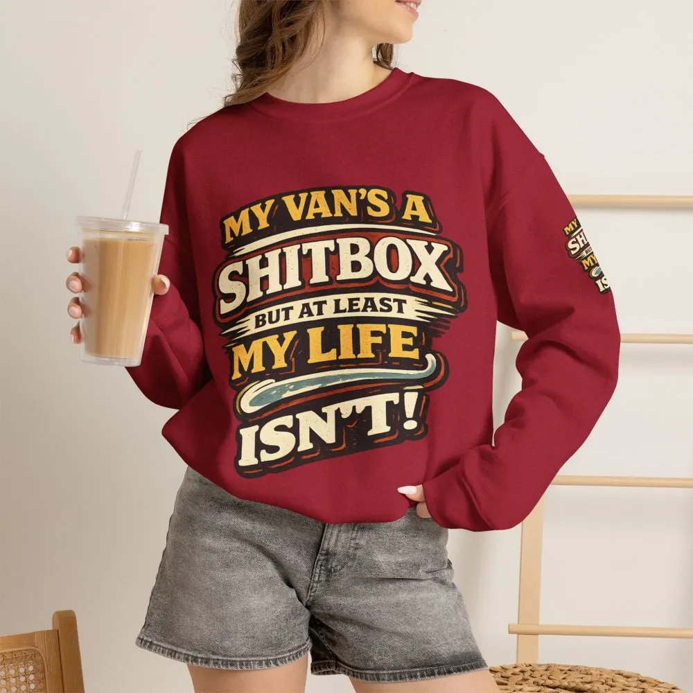 Unisex Heavy Blend™ Crewneck Sweatshirt — "My Van`s A Shitbox" Design F**K-Line