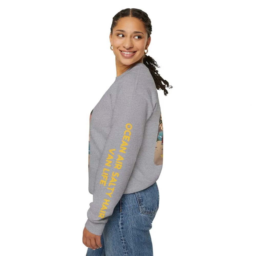 8734762117495093104_2048.jpeg Unisex Heavy Blend™ Crewneck Sweatshirt — "Ocean Air Salty Hair Van Life" Design Sitcom-Line