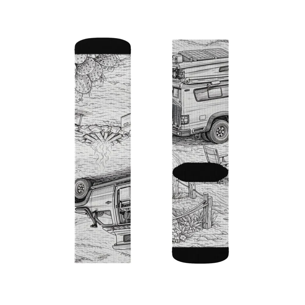 Sublimation Socks — Retro Camper Roadtrip Crew Socks
