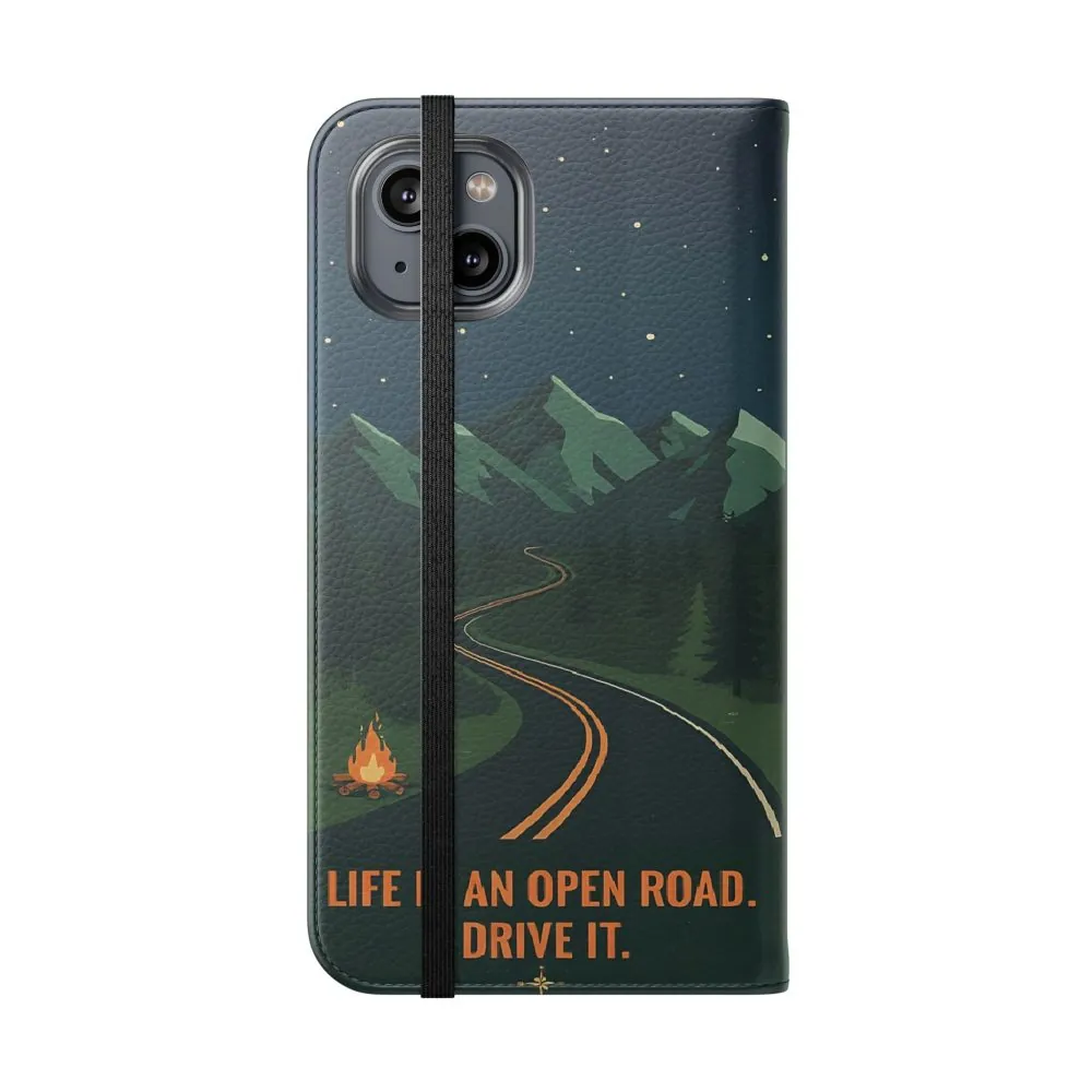8758525824953692050_2048.jpeg Flip Phone Case — "Roam More Worry Less - Life Is An Open Road" Phone Wallet