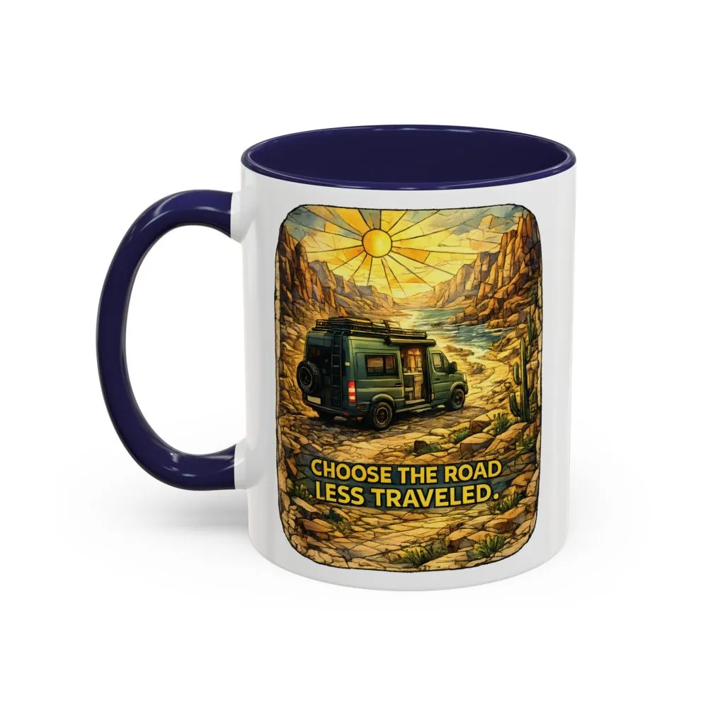 8760237574639860000_2048.jpeg Accent Coffee Mug (11, 15oz) — "Choose The Road Less Traveled" Design Cubic-Line