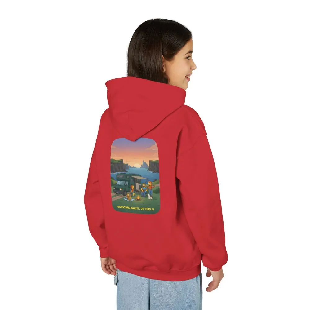 Youth Hoodie(Gildan) – "Adventure Awaits-Go Find It" (Design Sitcom-Line)