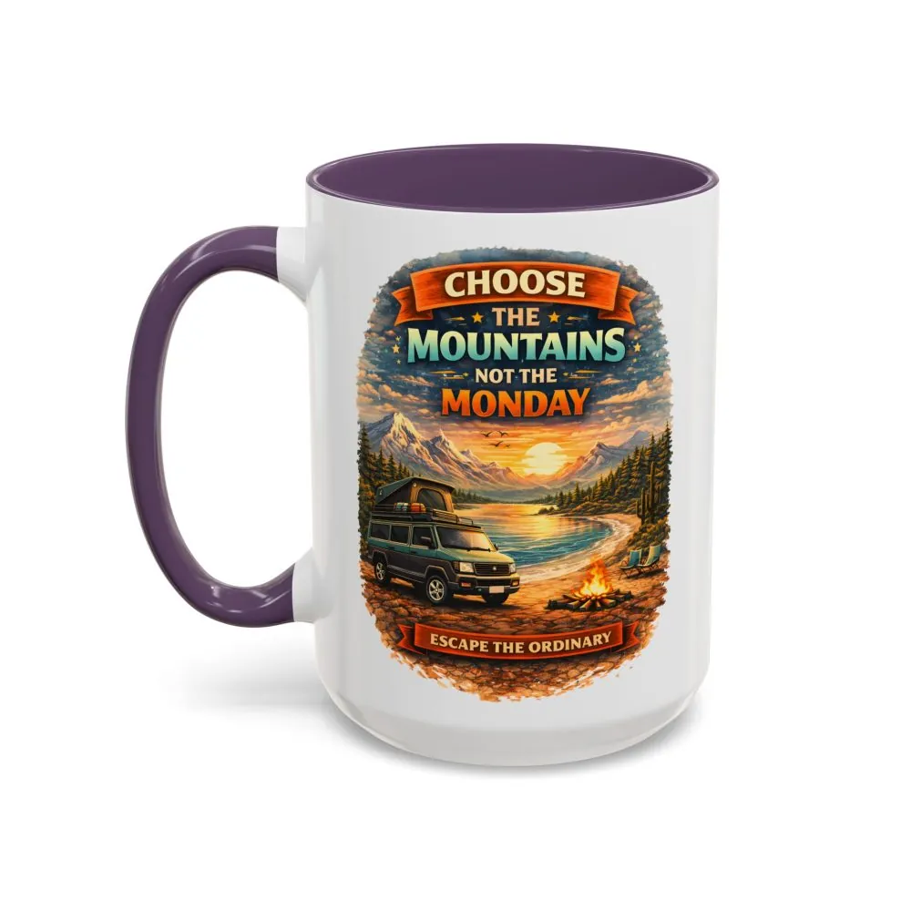Accent Coffee Mug (11, 15oz) — "Choose The Mountens" Design Scenic-Line