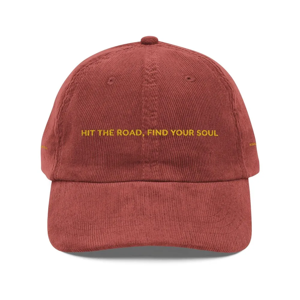 8766202233809919692_2048.jpeg Vintage Corduroy Cap (Embroidery) — "Hit The Road Find Your Soul" Embroidered Hat