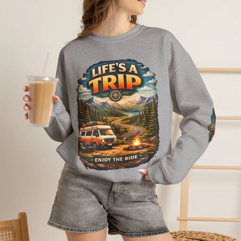 Unisex Heavy Blend™ Crewneck Sweatshirt — "Life s A Trip" Design Scenic-Line