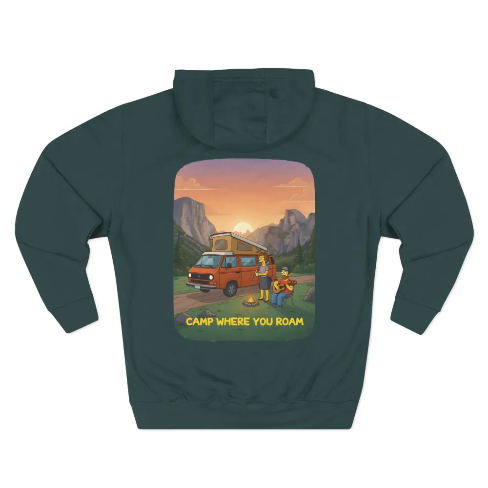 Three-Panel Fleece Hoodie - "Camp Where You Roam" Design Sitcom-Line