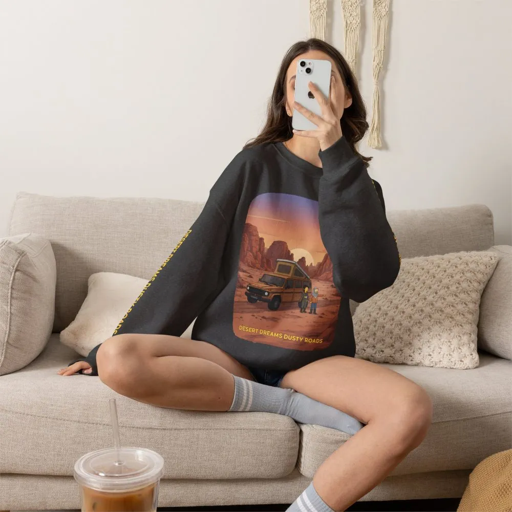 Unisex Heavy Blend™ Crewneck Sweatshirt — "Desert Dreams Dusty Roads" Design Sitcom-Line