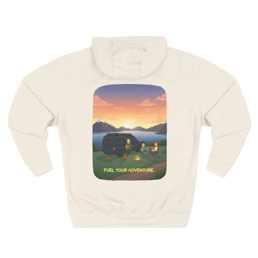 Three-Panel Fleece Hoodie - "Fuel Your Adventure" Design Sitcom-Line