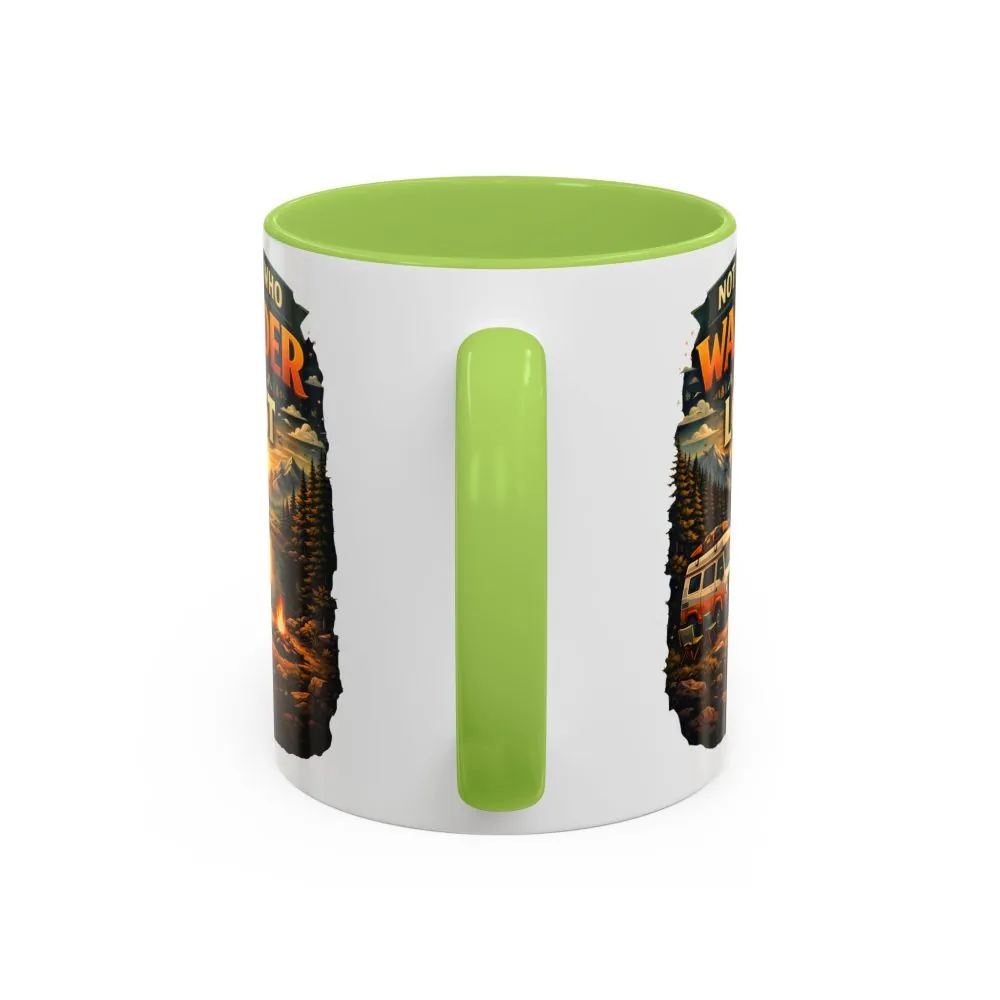 Accent Coffee Mug (11, 15oz) — "Not All Who Wander Are Lost" Design Scenic-Line