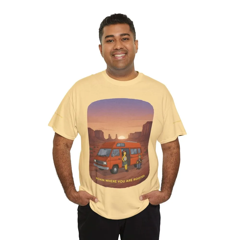 Unisex Heavy Cotton Tee — "Roam Where You Are Rooted" Design Sitcom-Line