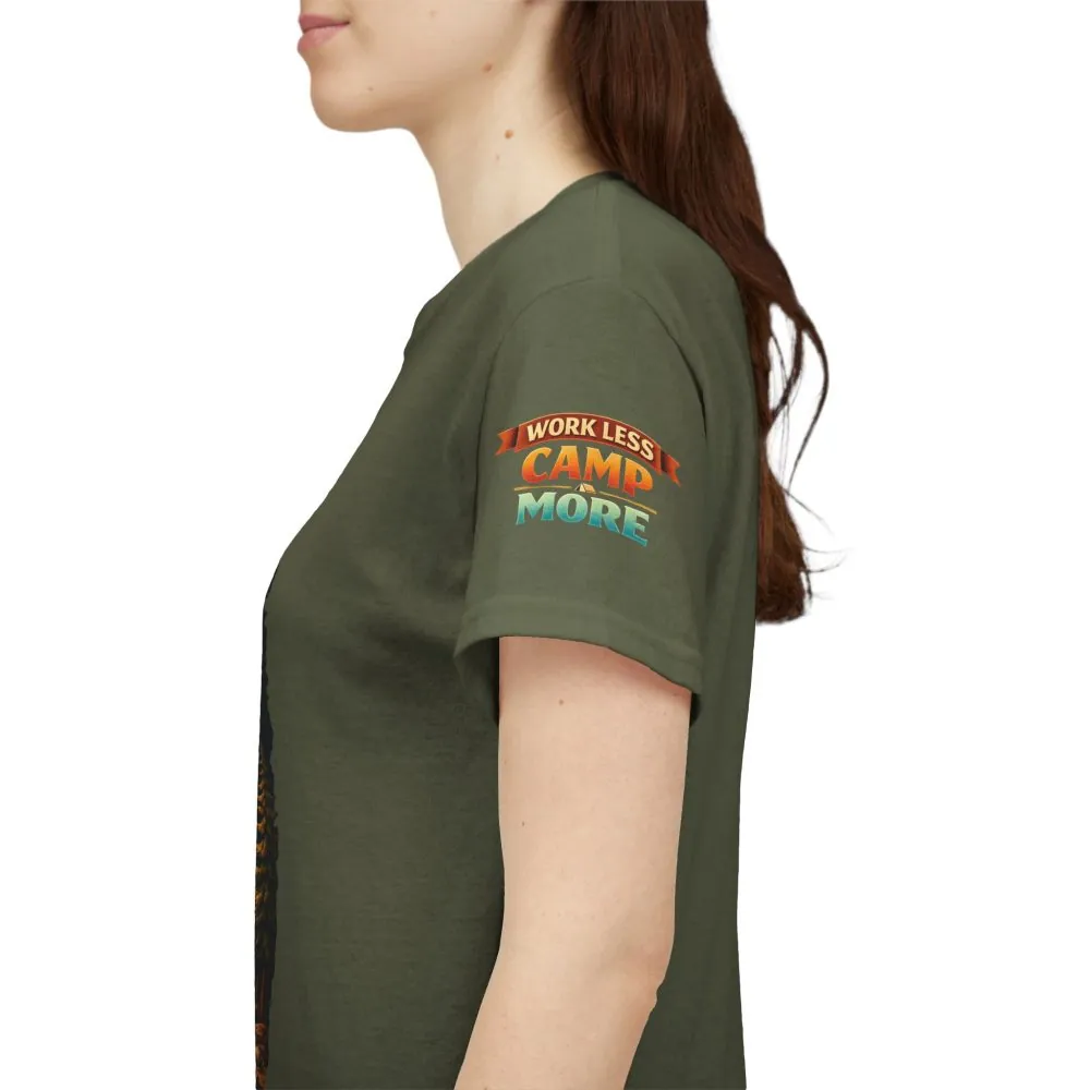 Unisex Heavy Cotton Tee — "Work Less Camp More" Design Scenic-Line