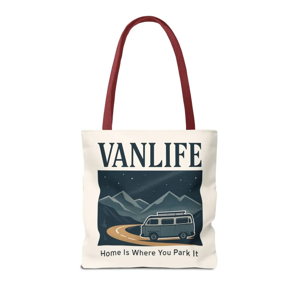 Vanlife Tote Bag — "Vanlife - Home Is Where You Park It" Campervan Beach/Adventure Tote