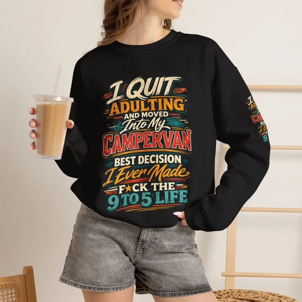 Unisex Heavy Blend™ Crewneck Sweatshirt — "I Quit Adulting" Design F**K-Line