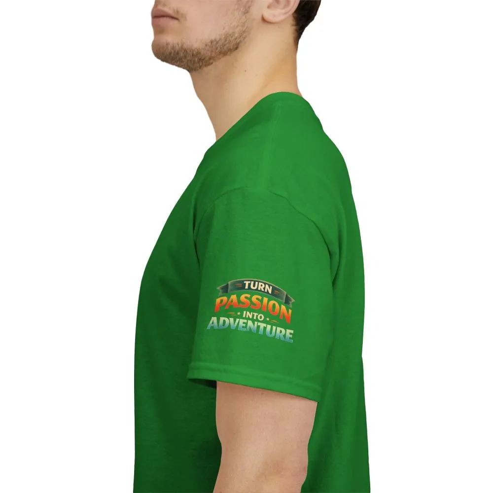 Unisex Heavy Cotton Tee — "Turn Passion Into Adventure" Design Scenic-Line