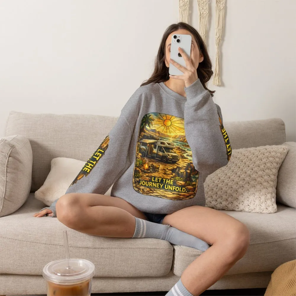 8821226142925305508_2048.jpeg Unisex Heavy Blend™ Crewneck Sweatshirt — "Let The Journey Unfold" Design Cubic-Line