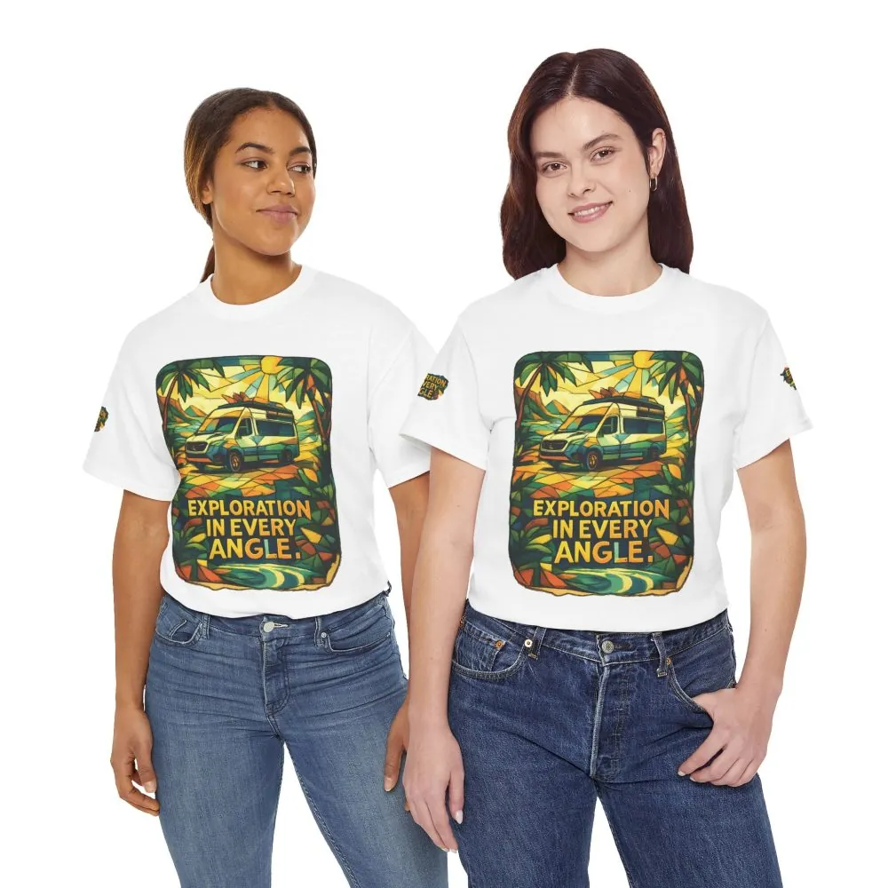 Unisex Heavy Cotton Tee — "Exploration In Every Angle" Design Cubic-Line