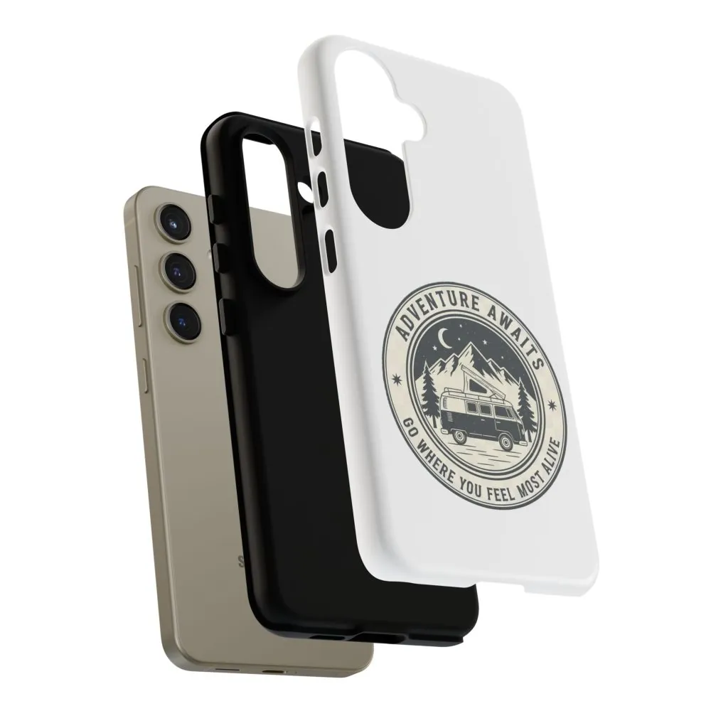 Phone Case — "Adventure Awaits-Go Where You Feel Most Alive" Camper Van Design