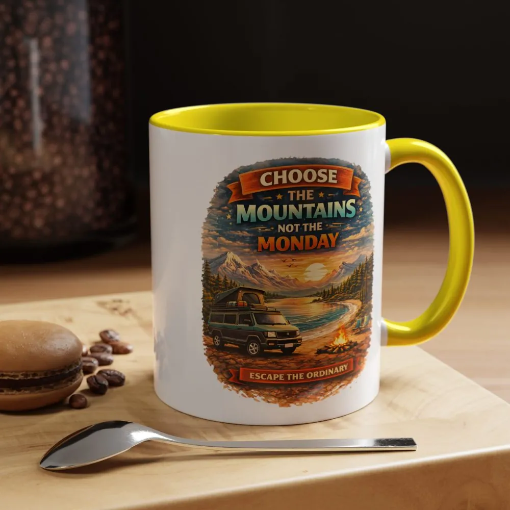 Accent Coffee Mug (11, 15oz) — "Choose The Mountens" Design Scenic-Line