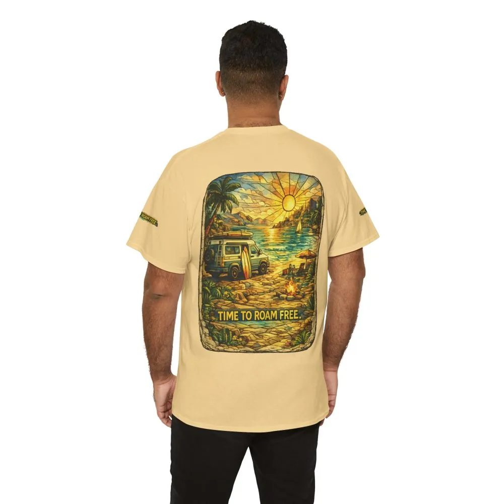 8835667878815894354_2048.jpeg Unisex Heavy Cotton Tee — "Time To Roam Free" Design Cubic-Line