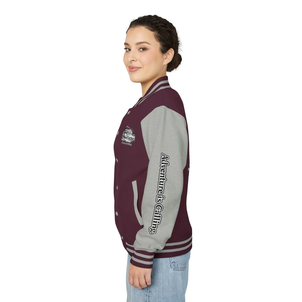 Unisex Heavyweight Letterman Jacket — "Adventure Is Calling" Travel Varsity Coat