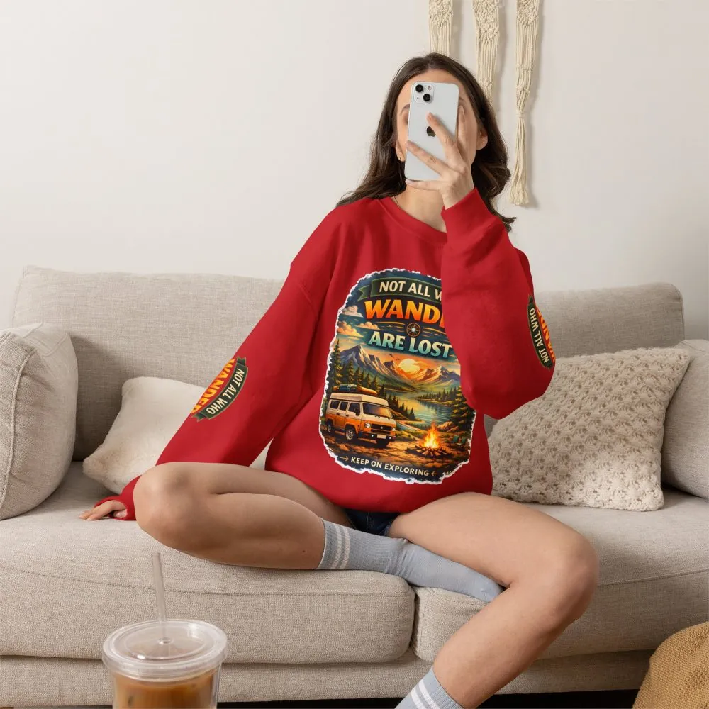 8839106072995480539_2048.jpeg Unisex Heavy Blend™ Crewneck Sweatshirt — "Not All Who Wander Are Lost" Design Scenic-Line