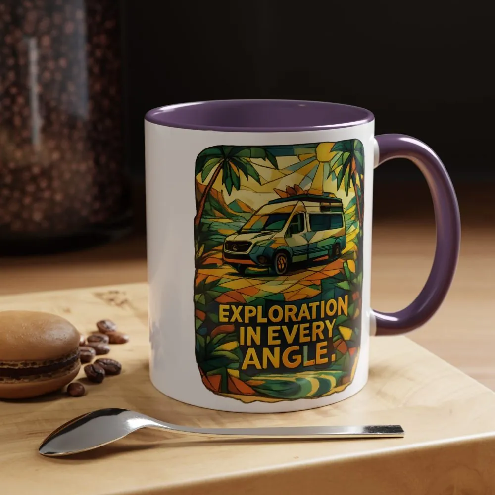 Accent Coffee Mug (11, 15oz) — "Exploration In Every Angle" Design Cubic-Line