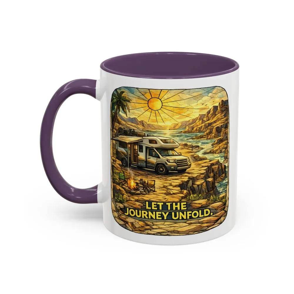 Accent Coffee Mug (11, 15oz) — "Let The Journey Unfold" Design Cubic-Line