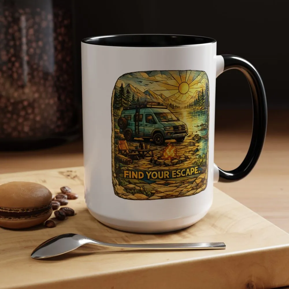 885597320547272748_2048.jpeg Accent Coffee Mug (11, 15oz) — "Find Your Escape" Design Cubic-Line