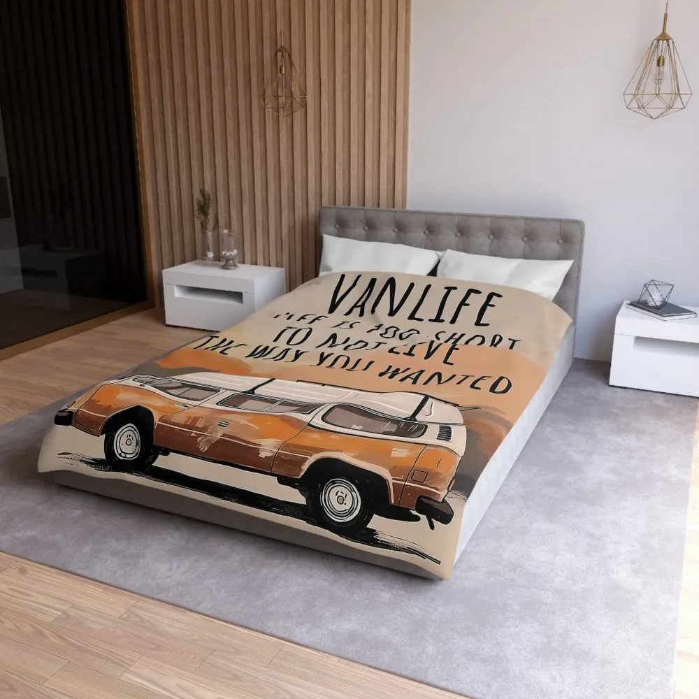 8861495875237454081_2048.jpeg Duvet Cover — 'Vanlife - Life Is Too Short to Not Live the Way You Wanted' Camper Bedding