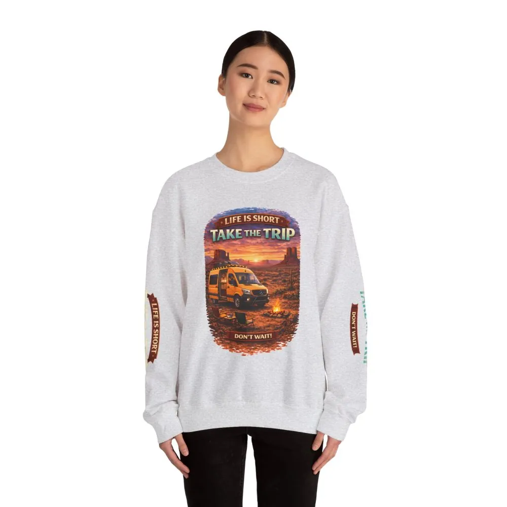 Unisex Heavy Blend™ Crewneck Sweatshirt — "Life Is To Short-Take The Trip" Design Scenic-Line